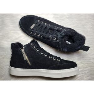 NWOB|J/Slides Lottie Black Suede Shearling Sneakers, 6